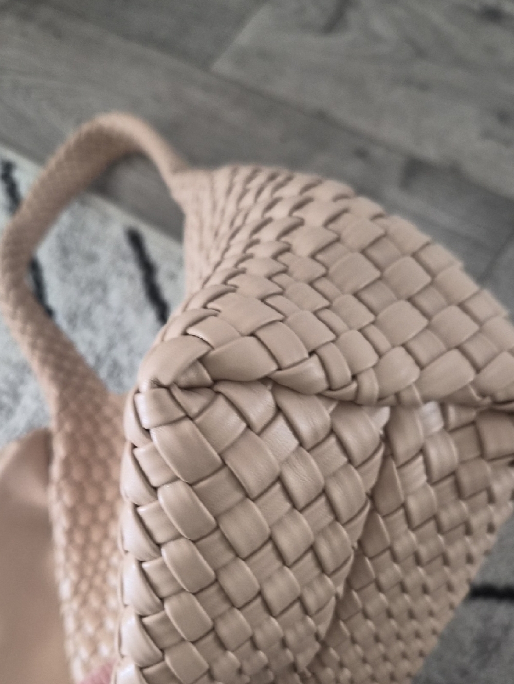 Woven Shoulder Hobo Bag in Light Beige - Picture 6 of 10